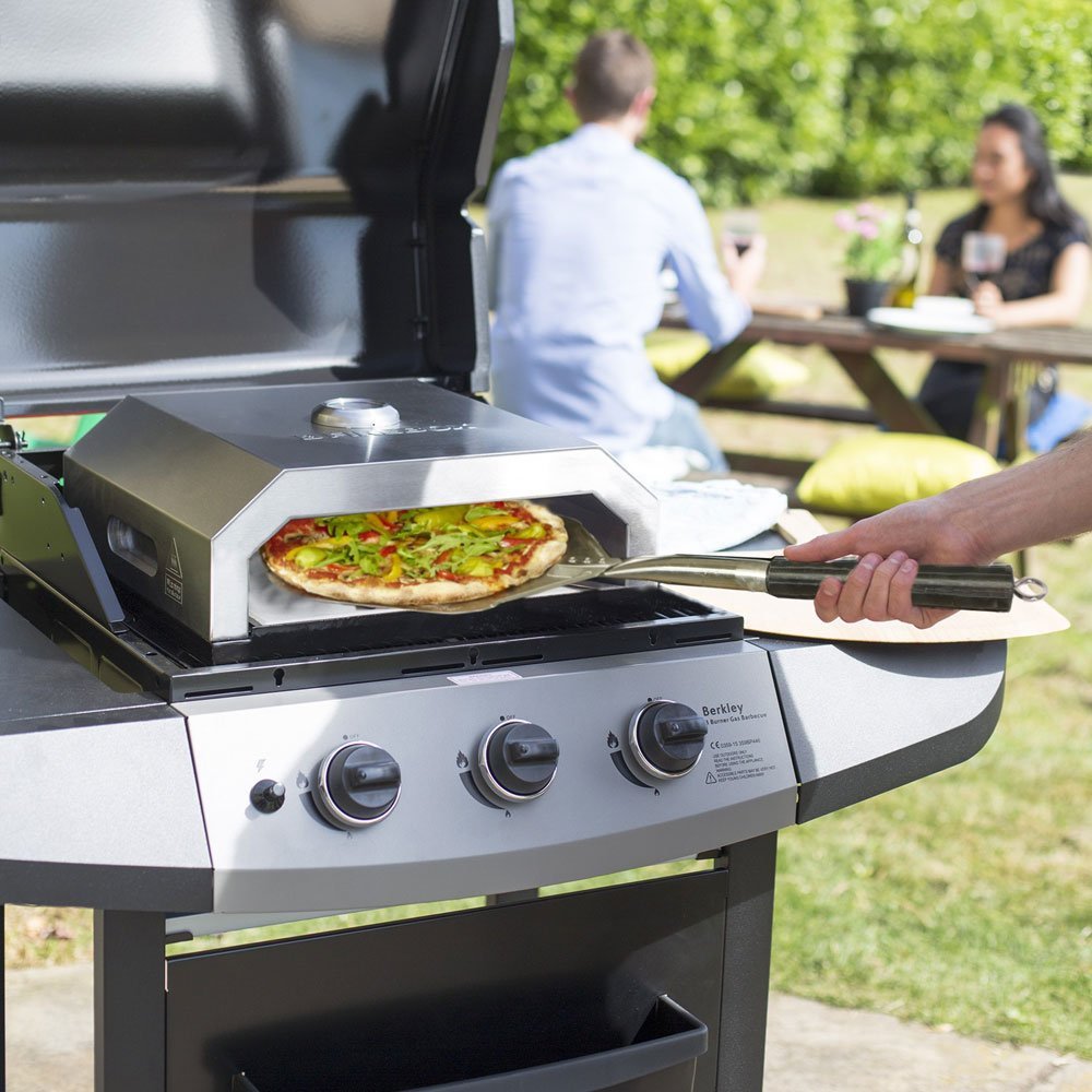 La Hacienda Firebox BBQ Pizza Oven Works on Gas Charcoal BBQ's Roller Cutter 